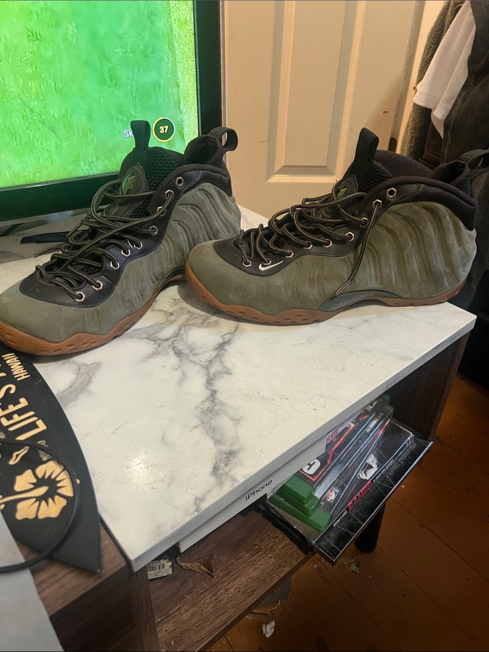 Nike Men's Olive Green Foam-Style High-Top Sneakers with Gum Sole